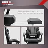 BOSSIN Gaming Chair with Massage, Ergonomic Heavy Duty Design with Footrest and Lumbar Support, Large Size Cushion High Back Office Chair, Big and Tall Gaming Computer Chair for Kids 5