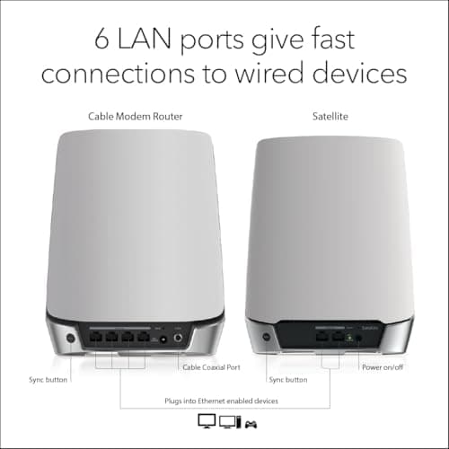 NETGEAR Orbi Cable Modem Router Combo Mesh System (CBK752) DOCSIS 3.1 – AX4200 WiFi 6 (4.2 Gbps) – Works with Xfinity, Spectrum, Cox & More – Covers 5,000 sq.ft., 40 Devices - Free Expert Help 4