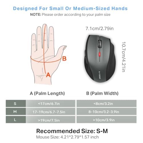E-YOOSO Wireless Mouse for Laptop, Portable Optical Computer Mouse, 6 Buttons, Cordless 2.4GHz with USB Receiver, 5-Level 4800 DPI, 18 Months Battery Life for PC Chromebook Windows Mac 3