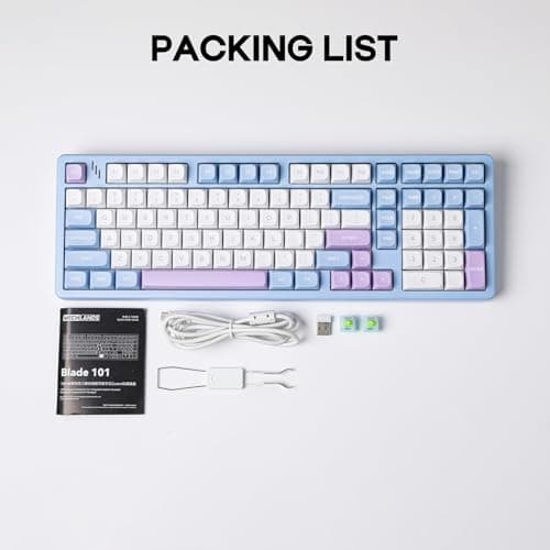 MechLands Blade101 Wireless Aluminum Gaming Keyboard, BT5.0/2.4GHz/USB-C Hot Swappable Custom Mechanical Keyboard with 8000mAh Battery, Gasket Structure, RGB Backlit, NKRO for Win/Mac (Blue) 5