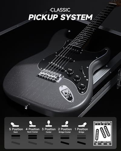DONNER DST-80 Electric Guitar 39” Beginner Electric Guitar Kit with Amp, Classic SSS Pickup Complete with Gig Bag, Tuner, Capo, Strap, Picks, and Free Online Lessons 3