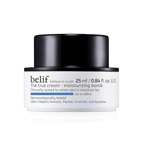 belif Moisturizing Bomb – Daily Ceramide Moisturizer with Peptide & Squalane, 48hr Hydration & Anti-Aging Cream, Milky & Lightweight, Restores Skin Barrier, Korean Skincare, 0.84 fl oz (25ml)