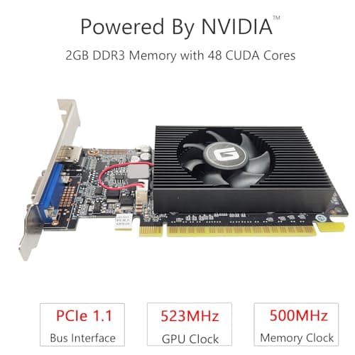GeForce GT 610 2G DDR3 Low Profile Graphics Card, PCI Express 1.1 x16, HDMI/VGA, Entry Level GPU for PC, SFF and HTPC, Compatible with Win11 2