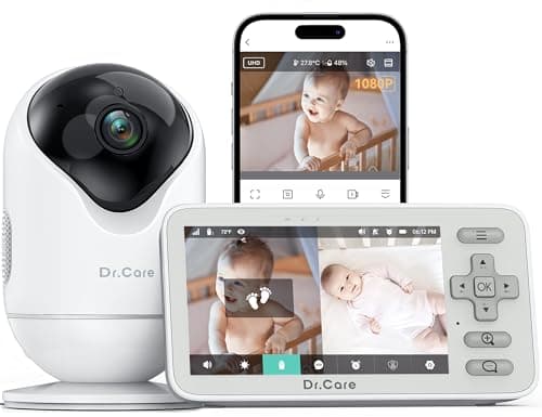 Dr.Care VistaView Lite Smart WiFi Baby Monitor - 4" 720P Split Screen & 1080P Camera App Control, Motion Alerts, HD Night Vision, Triple Security, 2-Way Talk, Video Recording, Multi-User 3