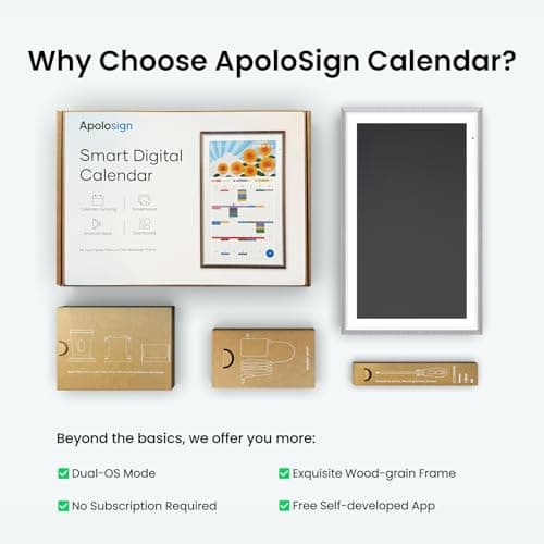 ApoloSign 15.6-inch Digital Calendar: Dual Mode Calendars with Google Play & Multi-calendar Sync, Electronic Planner & Chore Chart, Smart Touchscreen, Interactive Display for Family Schedules (Gray Wood, 15.6") 5