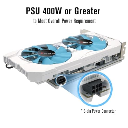 SRhonyra RX 590 GME 8GB GDDR5 Graphics Card for Gaming PC Video Card 2304SP 256-Bit PCIe 3.0 x16 6-Pin Connector Desktop Computer Gaming GPU with HDMI, DisplayPort & DVI Ports (White Edition) 3