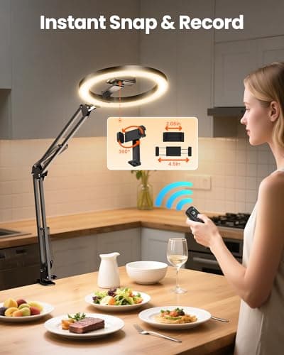 Upgrade Ring Light Overhead Camera Phone Mount for Desk, Evershop 10” Selfie Light with Stand Tripod for iPhone, Light with Phone Holder for Video Recording,Zoom Meeting,Live Streaming Tiktok,YouTube 5
