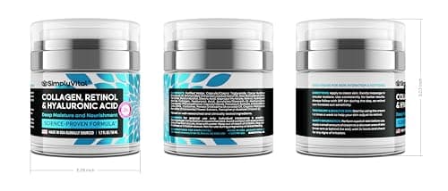SimplyVital Collagen, Retinol & Hyaluronic Acid Cream - Anti-Aging Face Moisturizer for Face, Firming Skin Care Neck & Décolleté - Made in USA, Daily Moisturizer Face Cream Day & Night - 1.7 fl.oz. 9