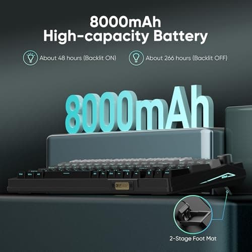 RedThunder K95 Wireless Mechanical Keyboard,TFT Screen & Knob, Trip-Modes Connection, Gasket Custom Hot-Swap Keyboard, RGB Backlit, Pre-lubed Linear Switches, Side Printed PBT Keycaps, Gray Gradient 5