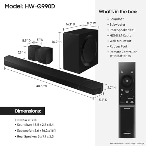 Samsung Q990D 11.1.4ch Soundbar, HW-Q990D/ZA Bundle with AppleTV 4K 64GB 2