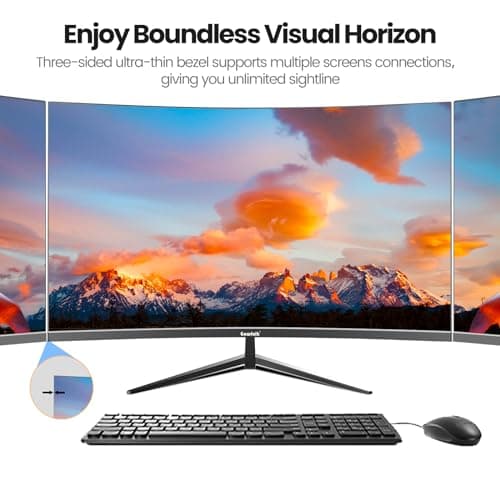 Gawfolk Monitor 32 inch Computer Monitor QHD (2560 x 1440) 2K 1500R Curved Computer Monitors 75HZ PC Monitors VA Screen for Home, Office and Dormitory,Support Wall Mount- Black 3