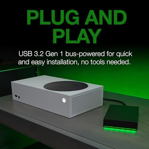 Seagate Game Drive for Xbox 5 TB External Hard Drive Portable HDD - USB 3.2 Gen 1, Black with Built-in Green LED bar, Xbox Certified, 3 Year Rescue Services(STKX5000403) 3