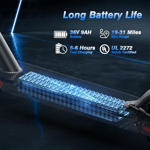 Electric Scooter Adults Commuting Travel,30 Miles Long Ranges Portable Foldable Top Speed 22MPH,10'' Solid Tires,500W Motor Dual Brake and Dual Suspension,264LBS Load App Control Escooter for Teens 3