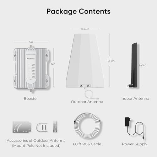 Amazboost Cell Phone Booster for Home, Cell Phone Signal Booster Kit, All U.S. Carriers -Compatible with Verizon, AT&T, T-Mobile, Sprint & More-5G 4G LTE 3G FCC Approved 6