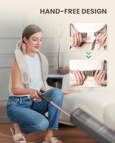 Heycool Cordless Neck Massager with Heat, FSA Eligible HSA 4D Deep Kneading Neck Shoulder Massager for Pain, Wireless Shiatsu Back Massager Pillow, Gifts for Men, Women Rechargeable 4