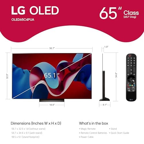 LG 65-Inch Class OLED evo C4 Series Smart TV 4K Processor Flat Screen with Magic Remote AI-Powered with Alexa Built-in (OLED65C4PUA, 2024) 2