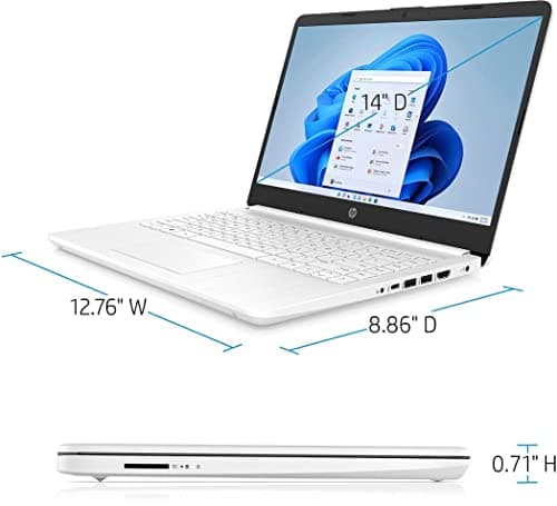 HP Portable Laptop, Student and Business, 14" HD Display, Intel Quad-Core N4120, 16GB DDR4 RAM, 64GB eMMC, 1 Year Office 365, Webcam, SD Card Reader, HDMI, Wi-Fi, Windows 11 Home, White, KKE Mousepad 5