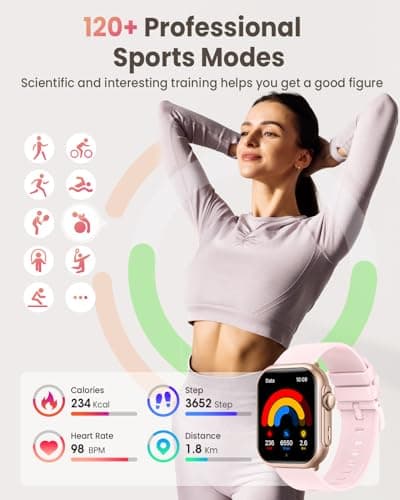 Smart Watch for Women Men Fitness: Smart Watch for iPhone&Android Bluetooth Call with SpO2 Sleep Heart Rate Monitor,IP68,Fitness Tracker with 120+Sport,Reloj Inteligente 30 Day+Battery Life, 2 Bands 3