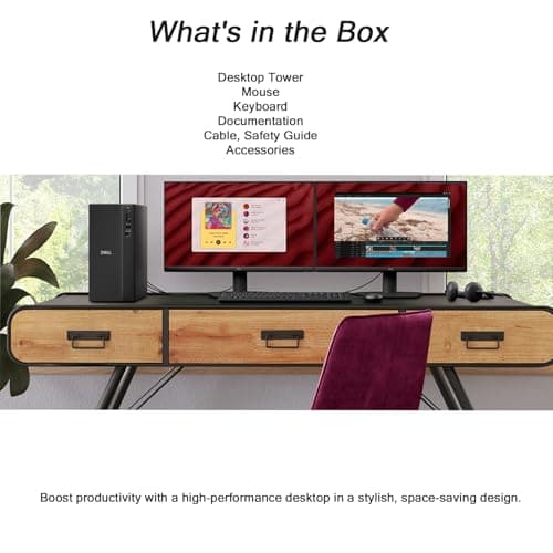 Dell Slim Tower Desktop Computer ECT1250 - Intel 10-Core Ultra 5-225, 32GB DDR5 RAM, 1TB SSD, Supports Multiple Monitors, Intel UHD Graphics, Win 11 Pro, Wifi6, Wired Keyboard and Mouse 5