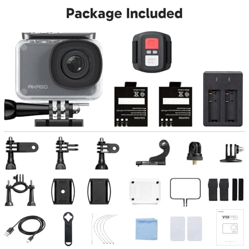 AKASO V50 Pro Native 4K30fps 20MP WiFi Action Camera with EIS Touch Screen 100 feet Waterproof Camera Web Camera Support External Mic Remote Control Sports Camera with Helmet Accessories Kit 5
