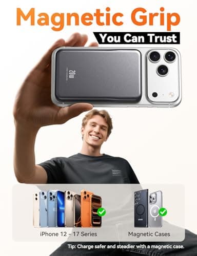 Magnetic Portable Charger, 10000mAh Power Bank, 20W Fast Charging for Magsafe Battery Pack, Travel Essential Wireless Charger Compatible with iPhone 17/16/15/14/13/12 Pro/Max/Air/Plus Series, Samsung 2