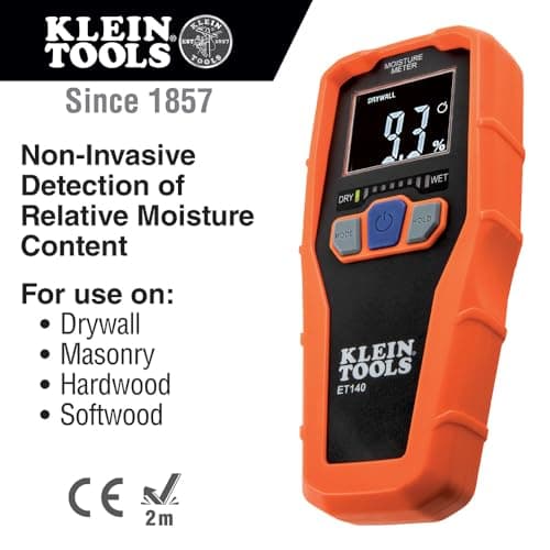 Klein Tools ET140 Pinless Moisture Meter for Non-Destructive Moisture Detection in Drywall, Wood, and Masonry; Detects up to 3/4-Inch Below Surface 2