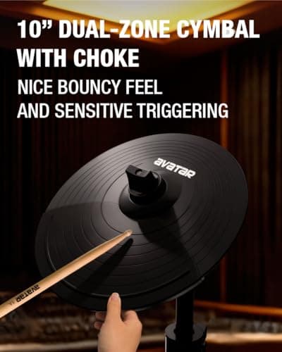 HXW SD61-5 Professional Electric Drum Set Mesh Electronic Drum Kit with 447 Sounds, Dual-zone Snare, Cymbal With Choke, Kick Tower, Support to Add Extra Tom & Cymbal 5