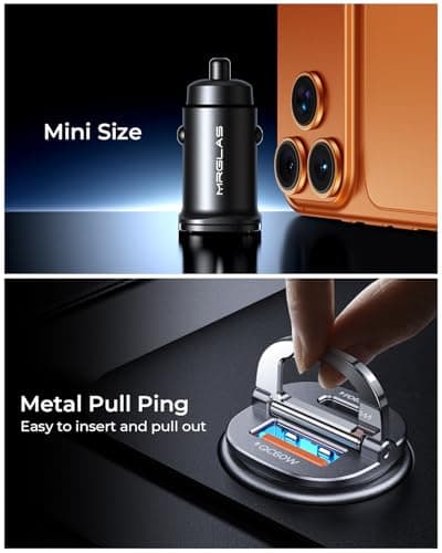 【Upgraded】 125W Car Charger USB C Super Fast Charging, [PD65W & QC60W][All Metal] MRGLAS Cigarette Lighter Car Charger, Car Accessories for iPhone 17 16 Pro Max Air iPad Samsung S25 Pixel 10 4