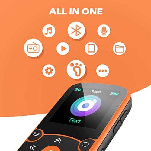 AGPTEK 16GB MP3 Player with Clip, Bluetooth 5.3 Lossless Sound with FM Radio, Voice Recorder for Sport Running, Supports up to 128GB TF Card, Orange 2