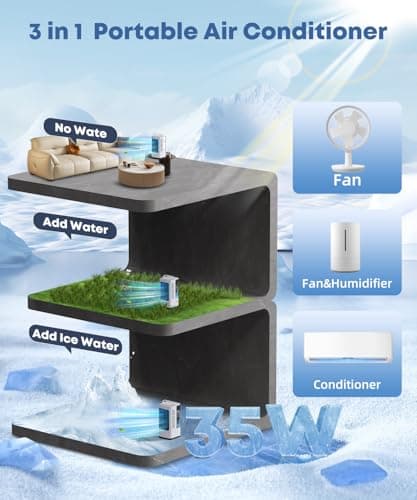 XAMATTS Portable Air Conditioners, 1700ml Evaporative Air Cooler with Remote, 120° Oscillating Mini Air Conditioner Portable with 3 Speeds & 1-7H Timer, Portable AC Unit Fan for Indoors Bedroom Office 5