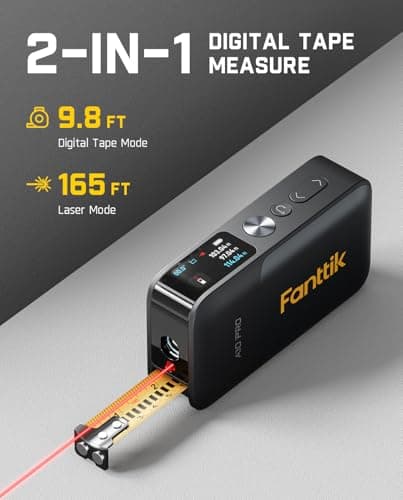 Fanttik A10 Pro 2-in-1 Digital Laser Tape Measure with HD IPS Color Display, 165Ft Rechargeable Laser Measurement Tool & 9.8Ft Measuring Tape, 6 Units Selectable, for Distance/Area/Volume 2