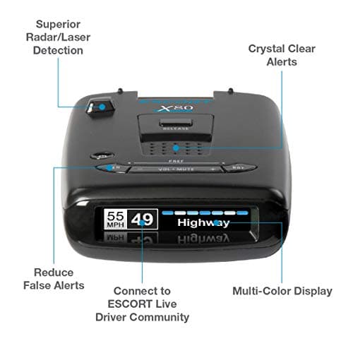 Escort X80 Laser Radar Detector - Extreme Long Range Early Alert Protection, False Alert Filter, Multi Color OLED Display, Crystal Clear Voice Alerts, Live Crowd Sourcing, Black 2