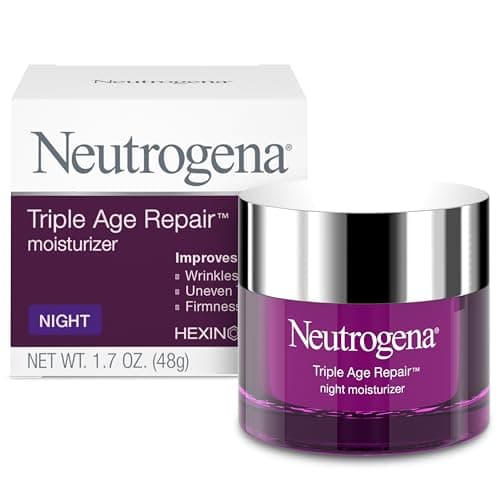Neutrogena Triple Age Repair Night Cream, 1.7oz Jar, Anti-Aging Face Cream, Face Moisturizer For Women & Men, Hydrating Night Face Moisturizer for Even Skin Tone & Firming, Vitamin C