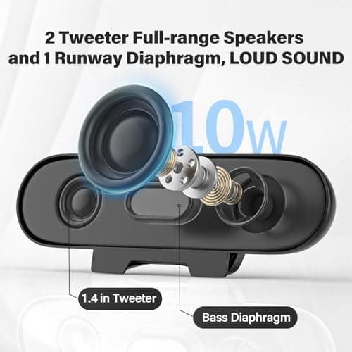 LXTNFU Computer Speakers for Desktop Monitor,Single Speakers for Desktop PC,Laptop Speaker with Loud Sound,Volume Control Easily Clamps to Monitors(USB-C to USB Adapter Included) (Black) 2