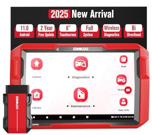 GOOLOO DS900 OBD2 Scanner Diagnostic Tool, Full System Bidirectional Scan Tool, 8" Touchscreen Bluetooth 5.0 Scanner with Active Test, 10000 mAh Wireless Code Reader for Cars and Trucks, FCA 11 OS