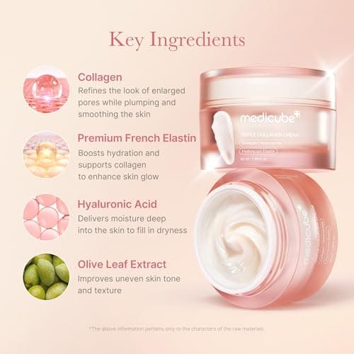 medicube Triple Collagen Cream - Hydrating & Firming Moisturizer with Hyaluronic Acid, Premium Elastin, Shea Butter - Wrinkle Care & Boosts Elasticity - Korean Skincare, 1.69 oz 5