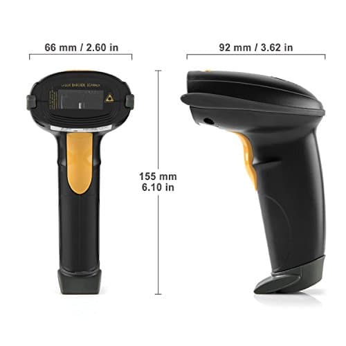 WoneNice USB Laser Barcode Scanner Wired Handheld Bar Code Scanner Reader Black 3