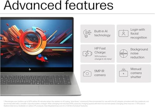 HP Envy 17 AI PC Laptop (17.3" 4K UHD (3840 x 2160), NVIDIA RTX 3050, Intel Core Ultra 7 155U (> i9-12900H), 32GB DDR5, 1TB SSD) for Business, Designer, IR Webcam, Wi-Fi 7, Backlit KB, Win 11 Pro 3