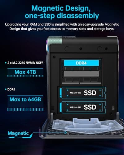 ACEMAGICIAN S3A Mini PC, Ryzen 7 5700U(up to 4.3Ghz), 16GB DDR4 512GB SSD Mini Desktop Computer, Mini Computers [WiFi6/BT5.2] [4K UHD/RGB Lights/3 Adjustable Mode] Light Gaming PC 5