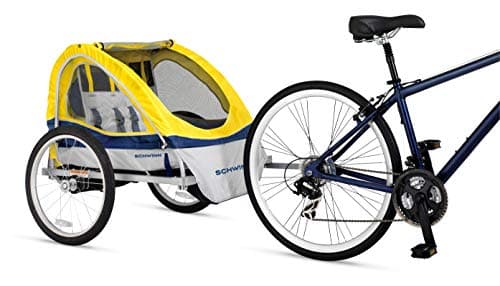 Schwinn Echo Child Bike Trailer, Max of 2 Children with Total Weight of 80 lbs., Canopy, 20-Inch Air-Filled Tires, Yellow/Grey 5