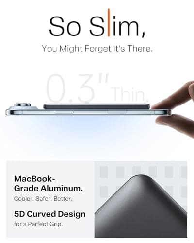 TORRAS MiniMag Power Bank, Ultra Slim 5,000mAh Wireless Portable Charger with USB-C Cable, Fast Charging iPhone Air Magnetic Battery Pack, Compatible for iPhone 17/16/15/14/13/12, Glacier Gray 4