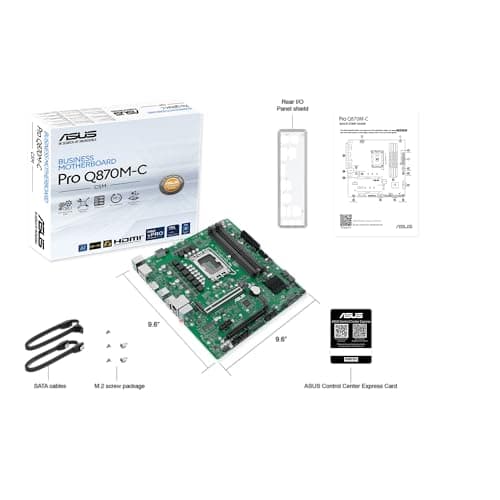 ASUS Pro Q870M-C-CSM Micro-ATX mATX Q870 Business Motherboard with Intel® Core™ Ultra Processors (Series 2) & Intel® vPro Support and Enhanced Security, Reliability and Manageability 3