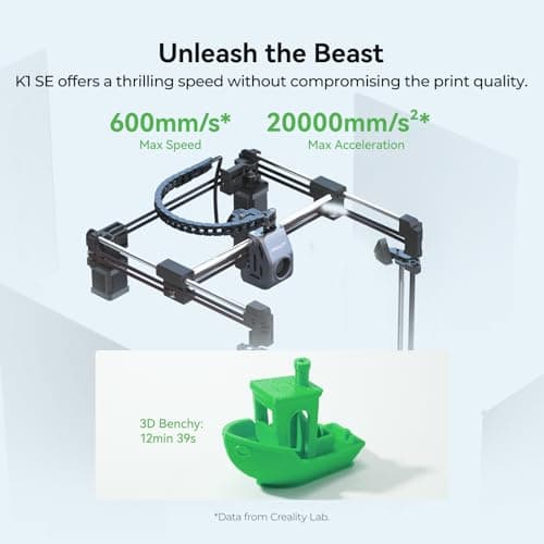 Creality 3D Printer, K1 SE Fully Assembled Auto Leveling 3D Printers for Kids and Beginners, 600mm/s Max High-Speed Printing, Core XY All Metal Structure, Larger Print Size 250x220x220mm 3