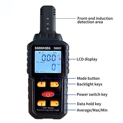 3 in 1 EMF Meter,EMF Reader,Electromagnetic Field Radiation Detector,EMF Tester for Home,EMF Detector with sound light alarm,Ghost Hunting Equipmetent 5