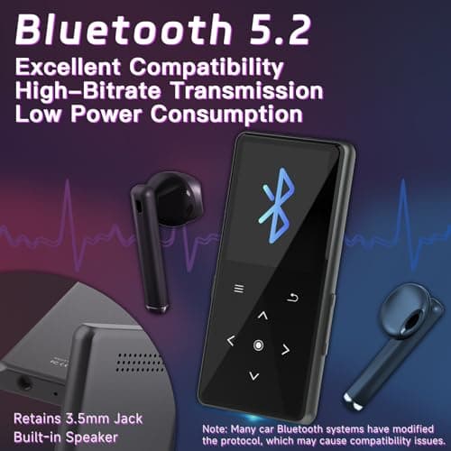 128GB MP3 Player with Bluetooth, Portable Music Player with Built-in Speaker, Enjoying Your Digital Music and Audiobooks Anytime,Includes FM Radio,Recorder,E-Book,and Comes with Earphones 4