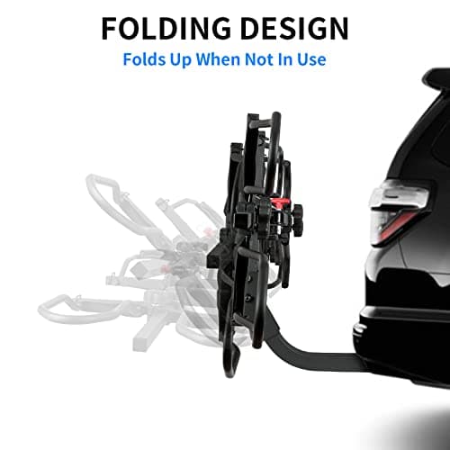 WEIZE Hitch Bike Rack, Wobble Free Smart Tilting Folding Bicycle Car Racks for Standard, Fat Tire and Electric Bike, 2-Bike 160 lbs Capacity, 2-inch Receiver 3