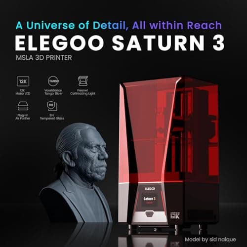 ELEGOO Saturn 3 MSLA 12K 3D Printer, Desktop Resin 3D Printer with 10-Inch Monochrome LCD, Voxeldance Tango Slicer, Large Printing Size of 8.62x4.84x9.84 inches 2