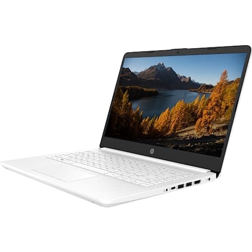 HP Portable Laptop, Student and Business, 14" HD Display, Intel Quad-Core N4120, 16GB DDR4 RAM, 64GB eMMC, 1 Year Office 365, Webcam, SD Card Reader, HDMI, Wi-Fi, Windows 11 Home, White, KKE Mousepad 3
