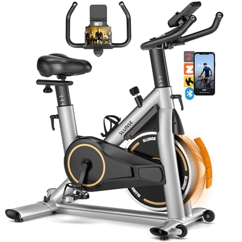 Exercise Bike, Adjustable Magnetic Resistance Stationary Bikes for Home with App Compatible, Quiet Indoor Cycling Bike with 350lbs Weight Capacity Comfortable Seat, Digital Monitor & Phone Mount