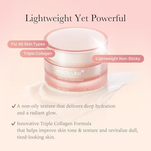 medicube Triple Collagen Cream - Hydrating & Firming Moisturizer with Hyaluronic Acid, Premium Elastin, Shea Butter - Wrinkle Care & Boosts Elasticity - Korean Skincare, 1.69 oz 4